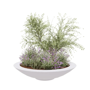 Jardinieră din fibră de sticlă - Vas - Ø 153 x 34 cm - RAL9010 mat (alb) - Cu fund