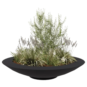 Jardinieră din fibră de sticlă - Vas - Ø 200 x 40 cm - RAL7021 mat (gri negru) - Cu fund