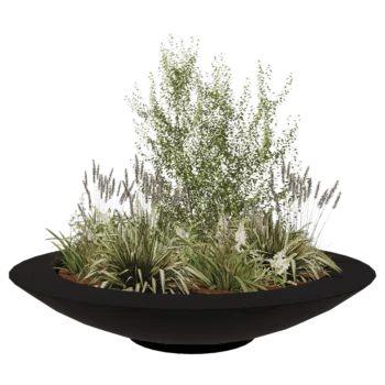 Jardinieră din fibră de sticlă - Vas - Ø 200 x 40 cm - RAL9005 mat (negru) - Cu fund