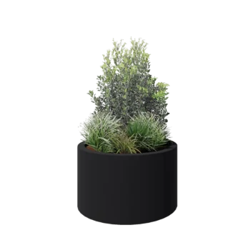 Jardinieră din fibră de sticlă - Rotund - Ø 100 x 60 cm - RAL7021 mat (gri negru) - Cu fund