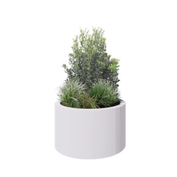 Jardinieră din fibră de sticlă - Rotund - Ø 100 x 60 cm - RAL9010 mat (alb) - Cu fund