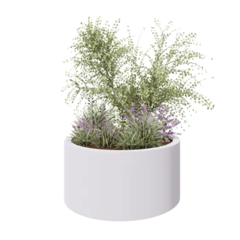 Jardinieră din fibră de sticlă - Rotund - Ø 120 x 60 cm - RAL9010 mat (alb) - Cu fund