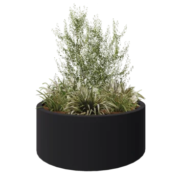 Jardinieră din fibră de sticlă - Rotund - Ø 150 x 60 cm - RAL7021 mat (gri negru) - Cu fund