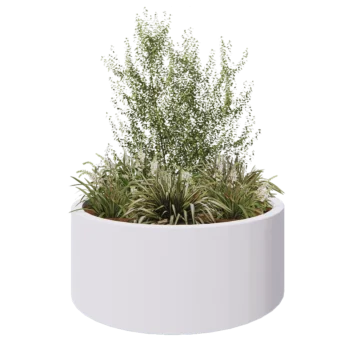 Jardinieră din fibră de sticlă - Rotund - Ø 150 x 60 cm - RAL9010 mat (alb) - Cu fund