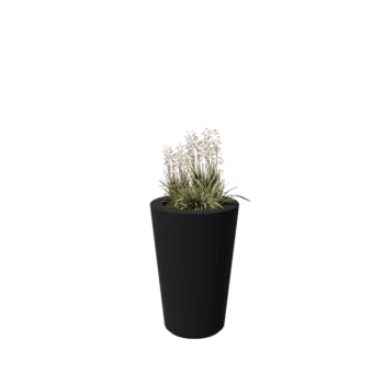 Jardinieră din fibră de sticlă - Conic - Ø 55 x 76 cm - RAL7021 mat (gri negru) - Cu fund
