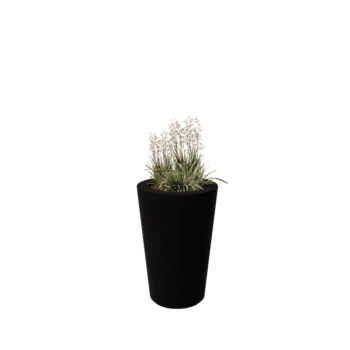 Jardinieră din fibră de sticlă - Conic - Ø 55 x 76 cm - RAL9005 mat (negru) - Cu fund