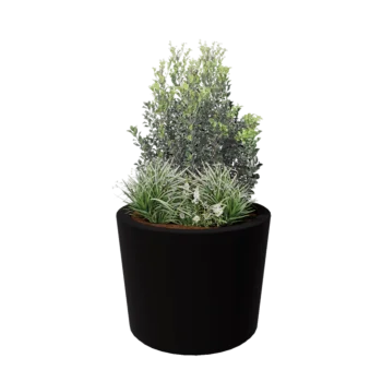 Jardinieră din fibră de sticlă - Conic - Ø 95 x 70 cm - RAL9005 mat (negru) - Cu fund