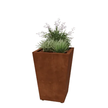 Jardinieră din oțel corten - Conic - 60 x 60 x 81,5 cm - Sudat - Cu placă de bază