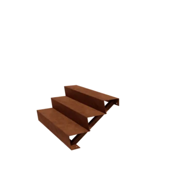Treaptă de grădină din oțel corten - 3-trepte - 72 x 120 x 51 cm