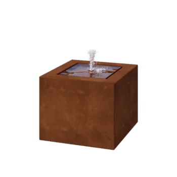 Fântână din oțel corten - Lyra - 50 x 50 x 40 cm - Cu iluminare LED